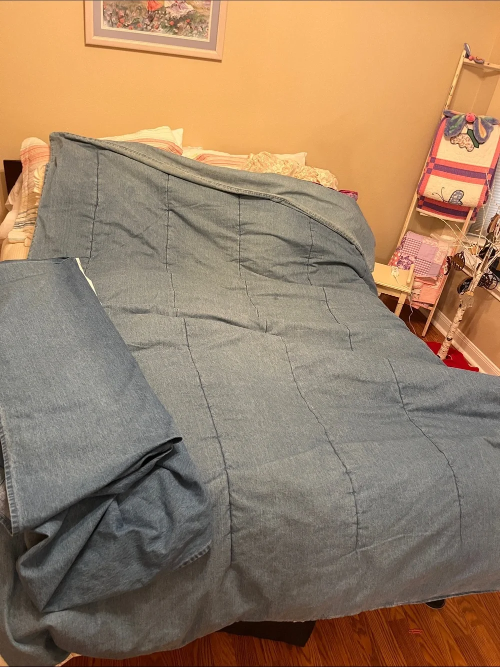 Blue Quilted Comforter - Classic Denim Look